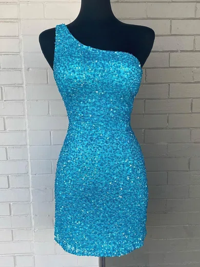 Sheath/Column One Shoulder Sequined Short/Mini Homecoming Dresses #Favs020109816