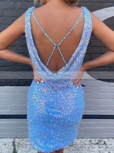 Sheath/Column V-neck Sequined Short/Mini Homecoming Dresses #Favs020109818