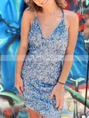 Sheath/Column V-neck Sequined Short/Mini Homecoming Dresses #Favs020109823