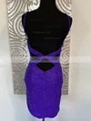 Sheath/Column V-neck Silk-like Satin Short/Mini Homecoming Dresses With Crystal Detailing #Favs020109829