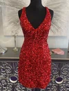 Sheath/Column V-neck Sequined Short/Mini Homecoming Dresses #Favs020109831