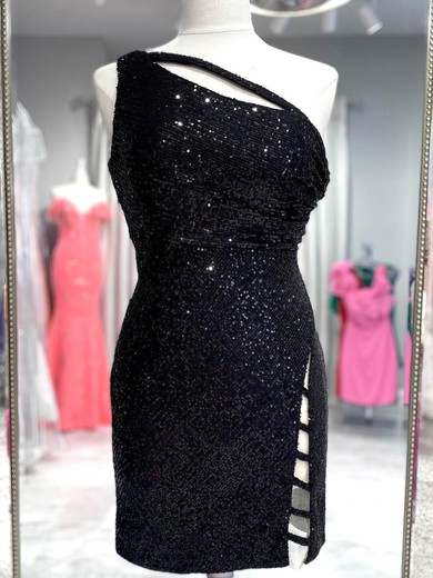 Sheath/Column One Shoulder Sequined Short/Mini Homecoming Dresses With Split Front #Favs020109839