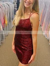 Sheath/Column Scoop Neck Sequined Short/Mini Homecoming Dresses #Favs020109852