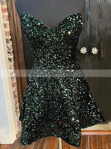 A-line Strapless Sequined Short/Mini Homecoming Dresses #Favs020109854