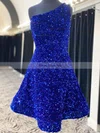 A-line One Shoulder Sequined Short/Mini Homecoming Dresses #Favs020109857