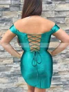 Sheath/Column Off-the-shoulder Silk-like Satin Short/Mini Homecoming Dresses #Favs020109860