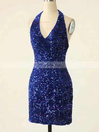 Sheath/Column Halter Sequined Short/Mini Homecoming Dresses #Favs020109870