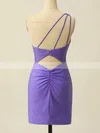 Sheath/Column One Shoulder Silk-like Satin Short/Mini Homecoming Dresses With Beading #Favs020109871