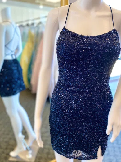 Sheath/Column Scoop Neck Sequined Short/Mini Homecoming Dresses #Favs020109873