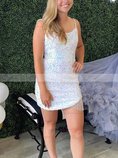 Sheath/Column Scoop Neck Sequined Short/Mini Homecoming Dresses #Favs020109881