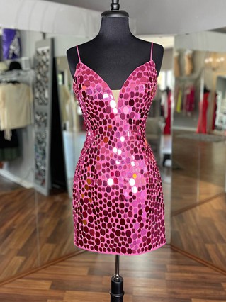 Sheath/Column V-neck Silk-like Satin Short/Mini Homecoming Dresses With Beading #Favs020109889 Sheath/Column V-neck Silk-like Satin Short/Mini Homecoming Dresses With Beading #Favs020109889