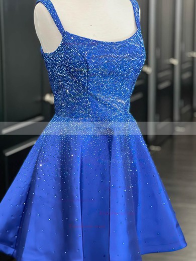 A-line Scoop Neck Satin Short/Mini Homecoming Dresses With Beading #Favs020109894