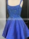 A-line Scoop Neck Satin Short/Mini Homecoming Dresses With Beading #Favs020109894