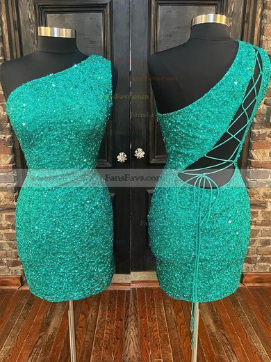 Sheath/Column One Shoulder Sequined Short/Mini Homecoming Dresses #Favs020109898