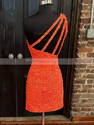 Sheath/Column One Shoulder Sequined Short/Mini Homecoming Dresses #Favs020109900