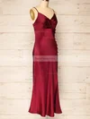 Sheath/Column V-neck Silk-like Satin Ankle-length Homecoming Dresses With Buttons #Favs020109920