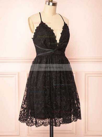 A-line V-neck Lace Short/Mini Homecoming Dresses With Sashes / Ribbons #Favs020109922