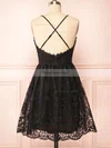 A-line V-neck Lace Short/Mini Homecoming Dresses With Sashes / Ribbons #Favs020109922