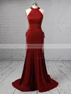 Trumpet/Mermaid High Neck Jersey Sweep Train Prom Dresses #Favs020105684