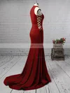 Trumpet/Mermaid High Neck Jersey Sweep Train Prom Dresses #Favs020105684
