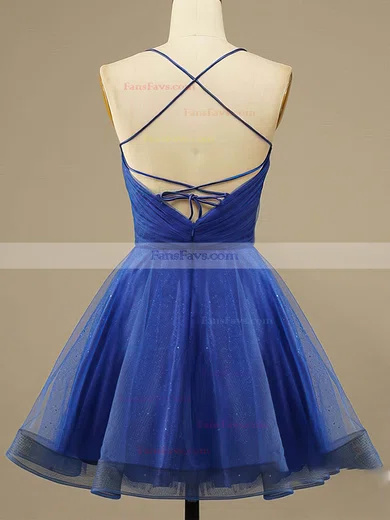 A-line V-neck Tulle Short/Mini Homecoming Dresses With Ruffles #Favs020109927