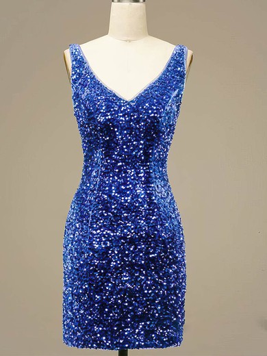 Sheath/Column V-neck Sequined Short/Mini Homecoming Dresses #Favs020109928