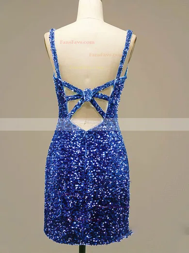 Sheath/Column V-neck Sequined Short/Mini Homecoming Dresses #Favs020109928