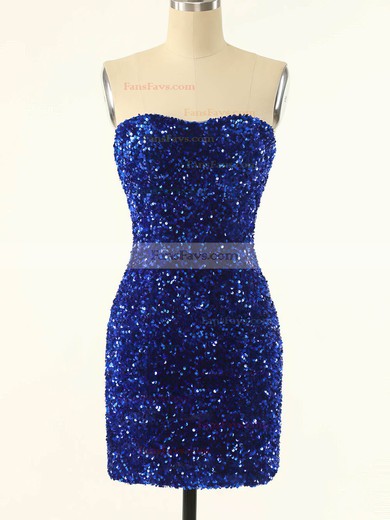 Sheath/Column Strapless Sequined Short/Mini Homecoming Dresses #Favs020109934