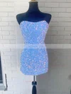 Sheath/Column Strapless Sequined Short/Mini Homecoming Dresses #Favs020109934