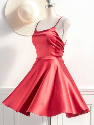 A-line Scoop Neck Satin Short/Mini Homecoming Dresses #Favs020109937 A-line Scoop Neck Satin Short/Mini Homecoming Dresses #Favs020109937