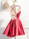 A-line Scoop Neck Satin Short/Mini Homecoming Dresses #Favs020109937