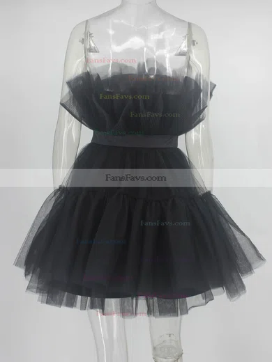 A-line Strapless Tulle Short/Mini Homecoming Dresses With Sashes / Ribbons #Favs020109949