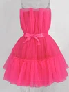 A-line Strapless Tulle Short/Mini Homecoming Dresses With Sashes / Ribbons #Favs020109949