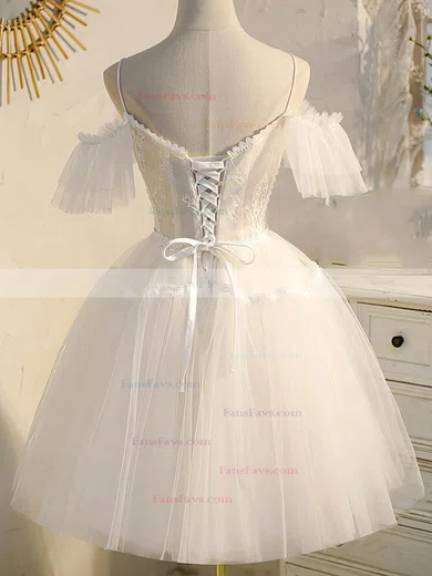 A-line Off-the-shoulder Tulle Short/Mini Homecoming Dresses With Lace #Favs020109953
