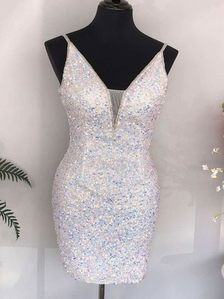 Sheath/Column V-neck Sequined Short/Mini Homecoming Dresses #Favs020109963 Sheath/Column V-neck Sequined Short/Mini Homecoming Dresses #Favs020109963
