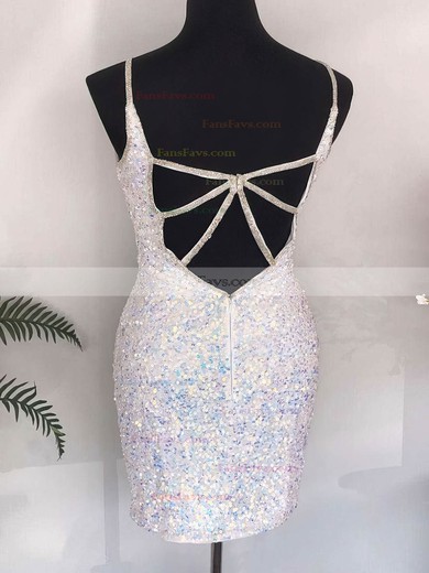 Sheath/Column V-neck Sequined Short/Mini Homecoming Dresses #Favs020109963