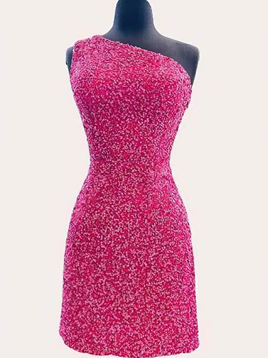 Sheath/Column One Shoulder Sequined Short/Mini Homecoming Dresses #Favs020109968