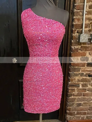 Sheath/Column One Shoulder Sequined Short/Mini Homecoming Dresses #Favs020109968