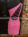 Sheath/Column One Shoulder Sequined Short/Mini Homecoming Dresses #Favs020109968