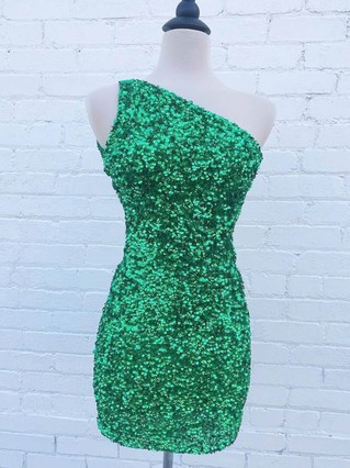 Sheath/Column One Shoulder Sequined Short/Mini Homecoming Dresses #Favs020109974