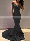 Trumpet/Mermaid Off-the-shoulder Satin Sweep Train Prom Dresses #Favs020105698