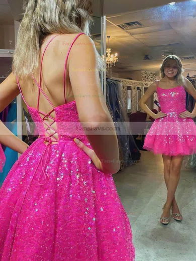 A-line Scoop Neck Sequined Short/Mini Homecoming Dresses #Favs020109987