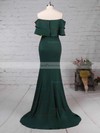 Trumpet/Mermaid Off-the-shoulder Silk-like Satin Sweep Train Split Front Prom Dresses #Favs020105701