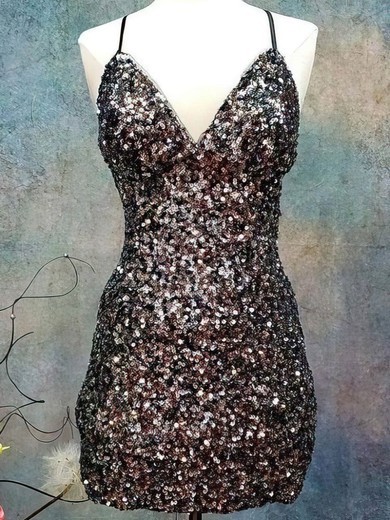 Sheath/Column V-neck Sequined Short/Mini Homecoming Dresses #Favs020110000