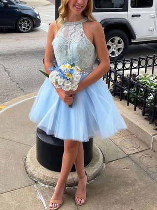 A-line Scoop Neck Tulle Short/Mini Homecoming Dresses With Sashes / Ribbons #Favs020110002 A-line Scoop Neck Tulle Short/Mini Homecoming Dresses With Sashes / Ribbons #Favs020110002