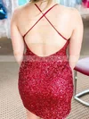 Sheath/Column V-neck Sequined Short/Mini Homecoming Dresses #Favs020110003
