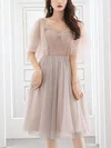 A-line Sweetheart Tulle Knee-length Homecoming Dresses With Crystal Detailing #Favs020110008