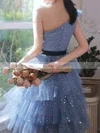 A-line One Shoulder Glitter Knee-length Homecoming Dresses With Sashes / Ribbons #Favs020110012