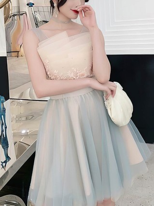 A-line Square Neckline Tulle Short/Mini Homecoming Dresses With Lace #Favs020110015 A-line Square Neckline Tulle Short/Mini Homecoming Dresses With Lace #Favs020110015