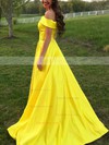 Princess Off-the-shoulder Satin Sweep Train Pockets Prom Dresses #Favs020105710